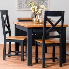 Hampshire Blue Painted Oak Small Extending Dining Table Dining Room Small Blue Dining Tables Oak Table And Chairs