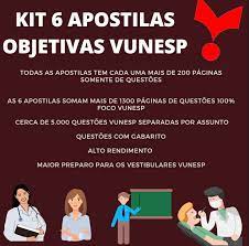 Portões serão fechados às 12h50 e seleção terá. Kit Com Todas Apostilas Objetivas Vunesp Ainda Vou Ser Medico