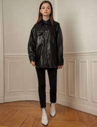 Black Vegan Leather Shirt Leather Shirt Leather Shirt Dress Black Leather Shirt