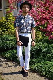Black And White Floral Dress Shirt Mens Men S Navy And White Floral Short Sleeve Shirt White Jeans Black Suede Tassel Loafers Black Leather Zip Pouch Men Floral Shirt Leather Zip Pouch Tassel Loafers