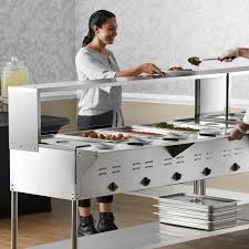 Servit Five Pan Open Well Mobile Electric Steam Table With Undershelf And 71 Overshelf With Sneeze Guard 208 240v 3750w In 2020 Steam Tables Sneeze Guard Catering Table