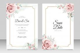 Wedding Card Template With Minimalist Fl Premium Vector Freepik Vector Flow In 2020 Wedding Cards Floral Wedding Invitation Card Watercolour Wedding Stationery