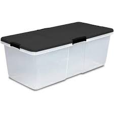 We have adorable bins designed with wire or canvas to create a rustic look. Hefty Matte Black Storage Bins 100 Qt Xl Stackable Bin With Latch Clear Walmart Com Large Storage Bins Large Plastic Storage Bins Storage Bins
