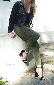 Olive Cargo Pants Black Leather Jacket Instagram Anajo Leather Jacket Outfits Cargo Pants Outfit Olive Pants