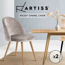 Set of 2 dining chairs velvet fabric kitchen chair upholstered accent armchair. Dining Chairs Velvet Seat Chair Kitchen Cafe Furniture Iron Leg Grey X2 Ebay