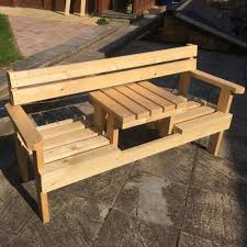 Small Garden Bench 2 Seater Garden Bench With Small Table In Middle Wooden Garden Benches Garden Bench Diy Outdoor Bench Seating