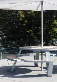The Frame Of The Pantagruel Round Picnic Table Has A Powder Coated Finish Or Galvanised You Can Choose From A Variety Of Materials For The Fixed Benches And Ta