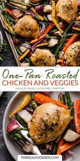One Pan Roasted Chicken And Vegetables Recipe Dairy Free Dinner Paleo Chicken Recipes Easy Paleo Chicken Recipes