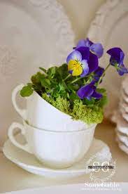 Pansies In Tea Cups A Tiny Spring Diy Stonegable Wedding Tea Cups Pansies Spring Planter