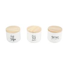 Coffee, tea and sugar jars. 3 Ceramic Typography Canisters Kmart