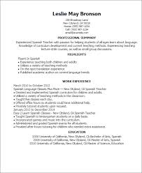 Start studying curriculum vitae espanol ef. Professional Spanish Teacher Templates Myperfectresume