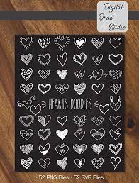 White Hearts Outline Clip Art Hand Drawn Romance Vector Doodles Scribble Heart Illustration Bundle Png Eps Pdf Svg Heart Clip Art Heart Doodle Valentine Doodle