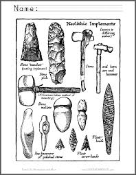 Neolithic Tools Coloring Page Student Handouts Stone Age Art Stone Age Tools Early Humans Tools