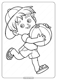 Kids cartoons coloring of action men. Free Printable A Boy Eith Ball Pdf Coloring Page Free Kids Coloring Pages Coloring Pages Coloring Pages For Boys