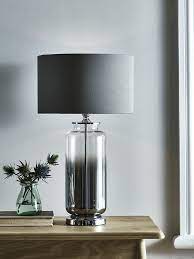 Pair of italian textured grey glass table lamps on chrome and lucite bases, 1960s high design, stem and 3 way socket on each. Grey Smoked Glass Table Lamp Glass Table Lamp Table Lamps Uk Ceramic Table Lamps