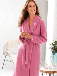 Robe de chambre en molleton courtelle rose. La Robe De Chambre Col Chale En Molleton Courtelle Comptoir De L Hirondelle