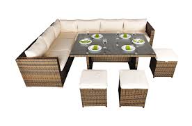 Also known as rattan sofa dining sets, they are all designed to offer the functionality of both a garden corner sofa and dining set all in one set. Savannah Sofa Rattan Garden Furniture Set