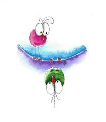 Diy Birds On A Wire Painting Original Watercolor Painting Art Whimsical Birds On A Wire Upside Down 7 X 8 Skurrile Kunst Vogel Kunst Kunst Ideen