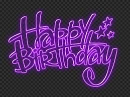 Everyone's favourite penguin surf harmony group sing a fun birthday song for you. Hd Happy Birthday Purple Glowing Neon Text Png Citypng