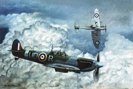 Spitfires Above The Clouds Tally Hoo Aviation Art Airplane Art War Art