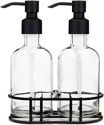 Black And White Hand Soap Dispenser Rail19 Glass Soap Dispenser Set With Metal Soap Pump And Metal Stand Cali Black In 2020 Glass Soap Dispenser Soap Dispenser Foam Soap Dispenser