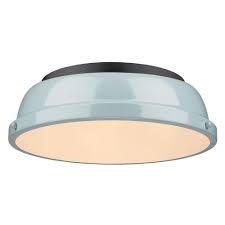 Golden Lighting Duncan 2 Light Black Flush Mount With Seafoam Shade 3602 14 Blk Sf Th Light Fixtures Flush Mount Golden Lighting Flush Mount Ceiling Lights