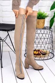 Rafela Vizon Suet Corap Cizme Boots Women Shoes Riding Boots