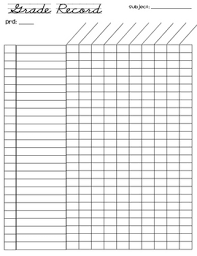 Blank Grade Book Sheets Teachers Grading Chart Index Of