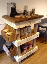 Handcrafted Wooden Pallet And Old Wood Tea Or Coffee Station Mobel Aus Paletten Diy Paletten Kaffeestation