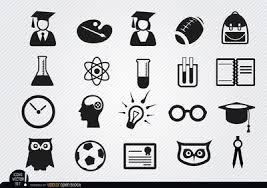 Academic School Icons Set Free Vector Download Abschlussfeier Abschluss