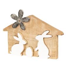 Tiere ich habe sie am 15. Aufsteller Haus Mit Hasen 18x11x2cm Holz By Clayre Eef 6h1765
