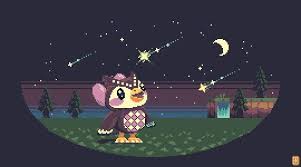 Pixel Art Animal Crossing New Horizons Celeste Owl Shooting Stars Pixelart Scrixels Animal Crossing Fan Art Pixel Art Animal Crossing
