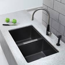 Get the amazing kitchen sinks online in different material that fits all types of kitchen. Kraus Kgu434b 33 Inch Undermount 50 50 Double Bowl Granite Kitchen Sink With 9 1 2 Inch Bowl Depths Heat Resistant Easy To Clean Surface And Naturally Quiet