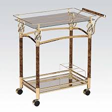 Maybe you would like to learn more about one of these? Acme Furniture 98002 Helmut Serving Cart Golden Plated Clear Glass Kitchen Dining Home Ekbotefurniture Com