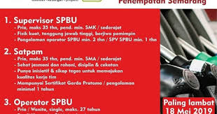 Need 21 spg, area pekalongan, tgl 23 feb 2018, kriteria : Lowongan Kerja Spbu Semarang Santosa Group Mei 2019 Spv Satpam Operator Loker Swasta