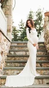 Cream Jersey Long Sleeves Slim Fit Maternity Gown Maternity Dress Maternity Wedding G Pregnant Wedding Dress Long Sleeve Maternity Dress Maternity Long Dress