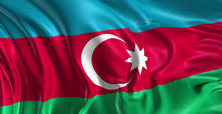 Blue, green, red, white flags; Azerbaijan Flag