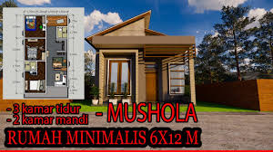 Mushola keluarga dengan sekat ukiran referensi rumah situs via referensirumah.com. Desain Rumah Minimalis 6x12 M Denah Rumah 3 Kamar Tidur Ada Mushola Youtube
