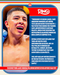 Jaime Munguia has released an official statement following the reports of  his adverse VADA test finding.
