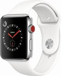 Best Buy Apple Watch Series 3 Gps Cellular 42mm Case With Soft White Sport Band Stainless Steel Verizon Mqk82ll A Buy Apple Watch Apple Watch Silver Apple Watch Series 3