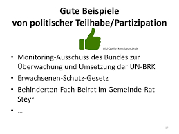 Als beispiele seien hier genannt, die politische teilhabe durch wahlen, volksbefragungen, demonstrationen oder die mitarbeit in parteien oder verbänden. Politische Teilhabe Partizipation Von Menschen Mit Behinderungen Ist Mehr Als Nur Dabei Sein 16 Februar 2017 Nationaler Informations Tag Der Oar Klaudia Ppt Herunterladen