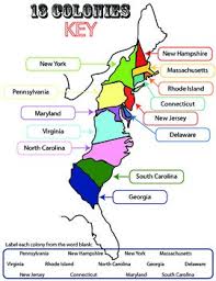Early american life coloring pages. 13 Colonies Student Worksheet Printable Map By Coaching History