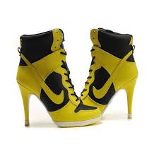 Black And Yellow High Heels Nike Dunk Sb High Heels Black Yellow Nike Heels Nike High Heels High Heel Sneakers