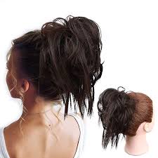 Wavy loose curls layers short clip on hair piece ponytail! Buy Hmd Tousled Updo Messy Bun Hair Piece Hair Bun Extension Ponytail With Elastic Rubber Band Updo Extensions Hairpiece Synthetic Hair Extensions Scrunchies Ponytail Hairpiece For Women Dark Brown Online In Turkey B085pyw9nm