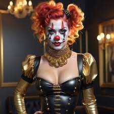 High quality picture of a sexy Clown girl dressed in latex - Playground