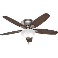 Small rooms (up to 8 x 10) blade span: Hunter Fremont 52 5 Blade Brushed Nickel Low Profile Ceiling Fan With Led Lighting Home Hardware