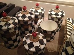 Black And White Checkered Canister Set Mckenzie Childs Black White Checkered Courtly Checked Canister Set 7 Pieces Canister Sets Black And White Canisters