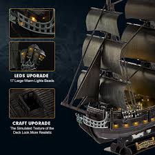 Hi, today i'm going to show you how to assembly the 3d puzzle cubicfun led blackbeard's ship. Amazon Com Cubicfun 3d Puzzle For Adults Moveable Led Pirate Ship Puzzles With Detailed Interior Large Queen Anne S Revenge Sailboat Desk Model Kits Difficult Puzzles With Lights Watercraft Gifts For Men Women Toys