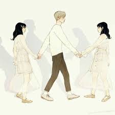 Mentahan Cover Lovers Embrace Art Anime Art Girl Triangle Art