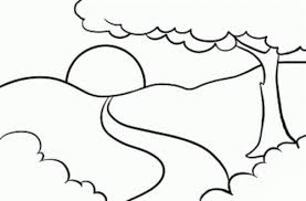 Sunset Easy Coloring Pages Art Drawings For Kids Simple Line Drawings